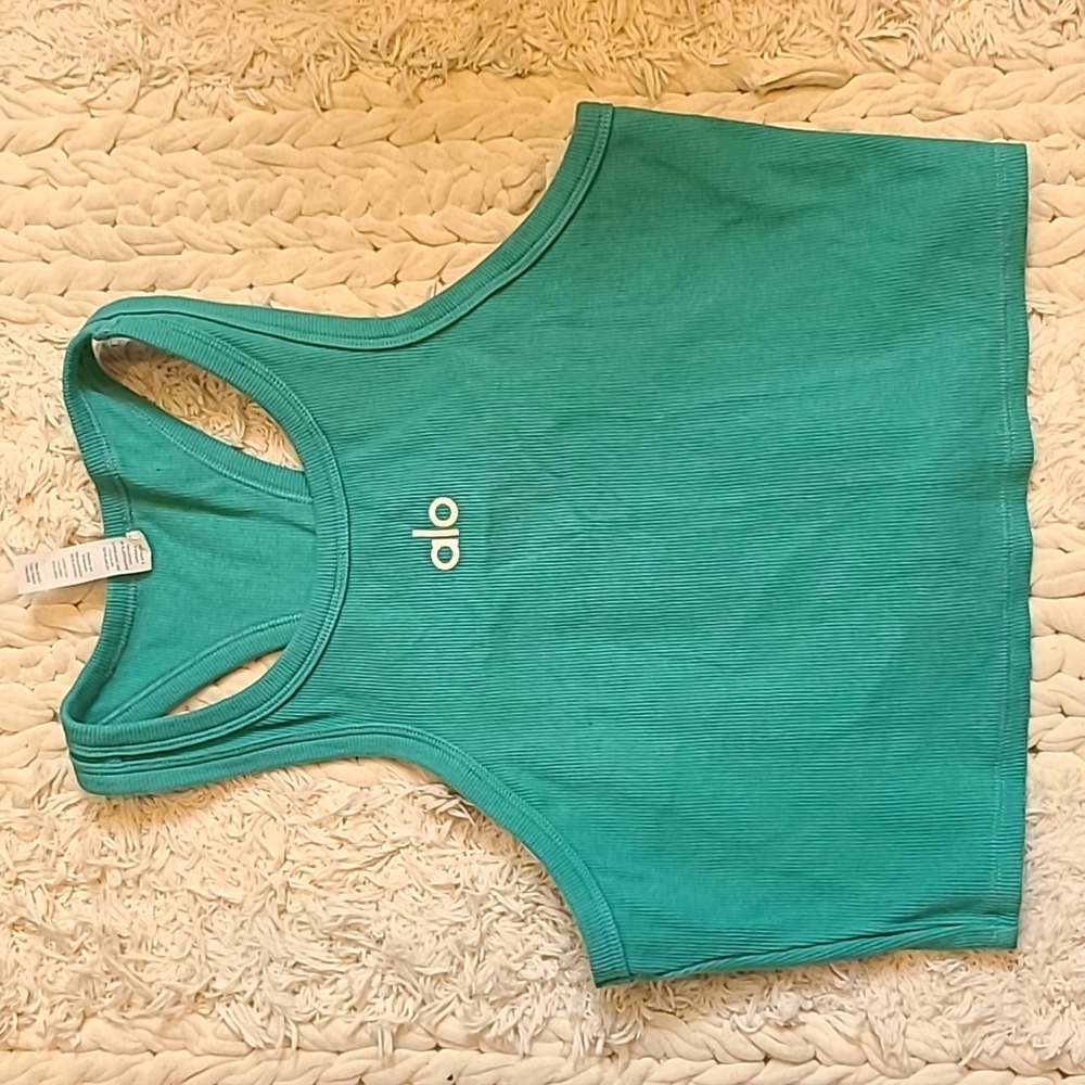 Alo yoga teal racerback crop tank